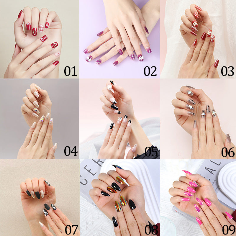 24PCS/30PCS Press On Nails with Special Design, Acrylic French Style Fake Nails,Nail Art, Colorful, Pearls,Glossy,