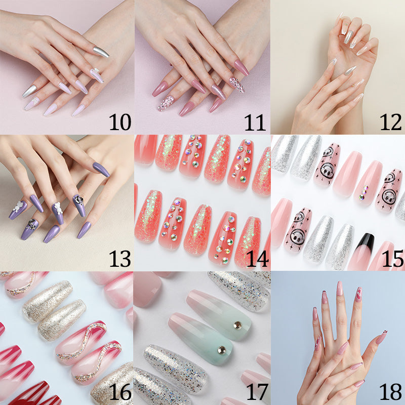 24PCS/30PCS Press On Nails with Special Design, Acrylic French Style Fake Nails,Nail Art, Colorful, Pearls,Glossy,