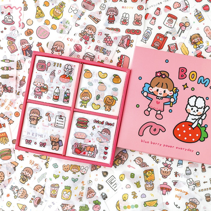100 Sheets Cute Lost Angeles Plastic Stickers for Journaling,Small Kawaii  Letter Stickers PET Junk Journal Stickers Supplies Planner Stickers for DIY