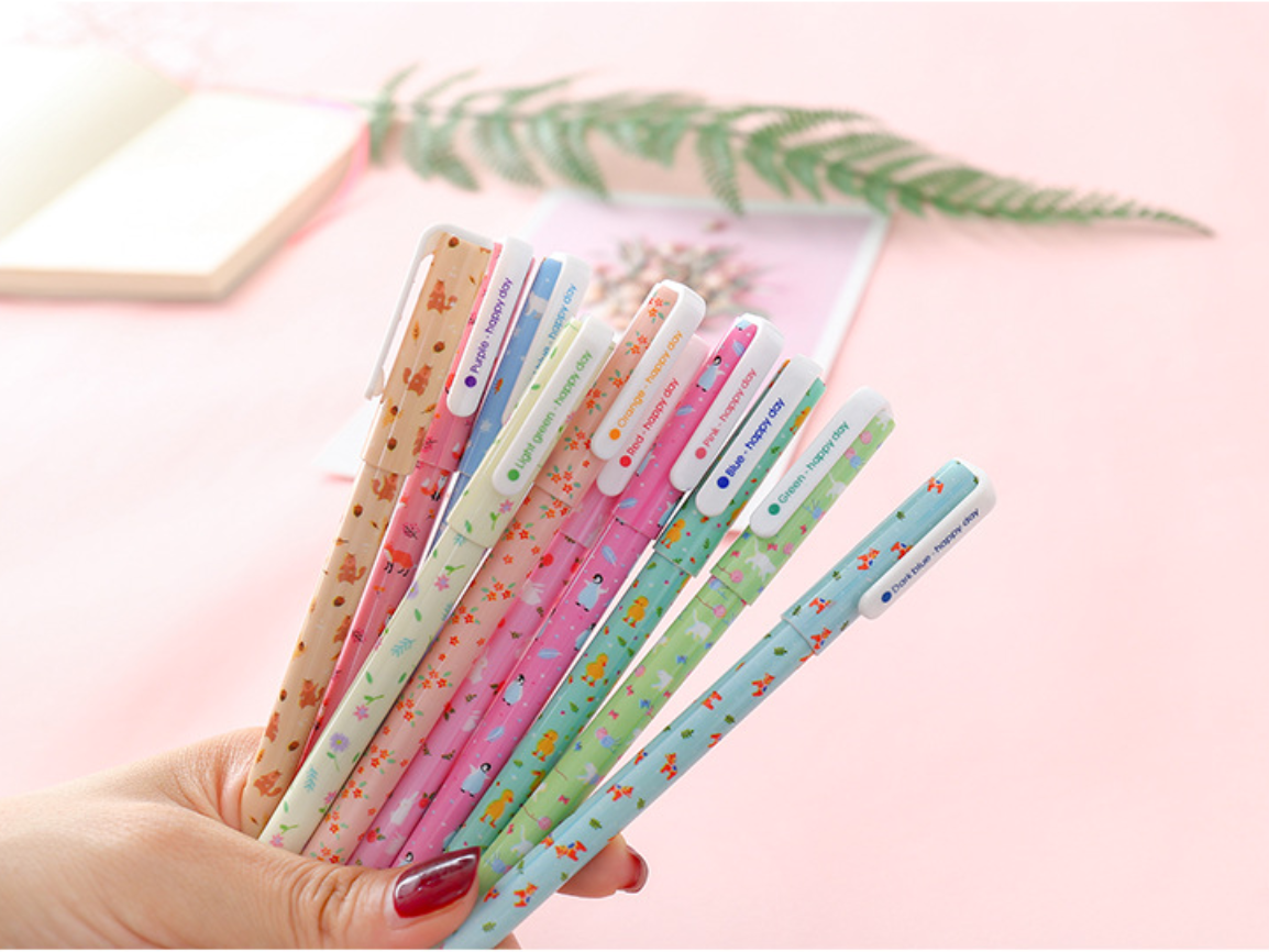 Kawaii Animal Gel Pen - 10 Color Set