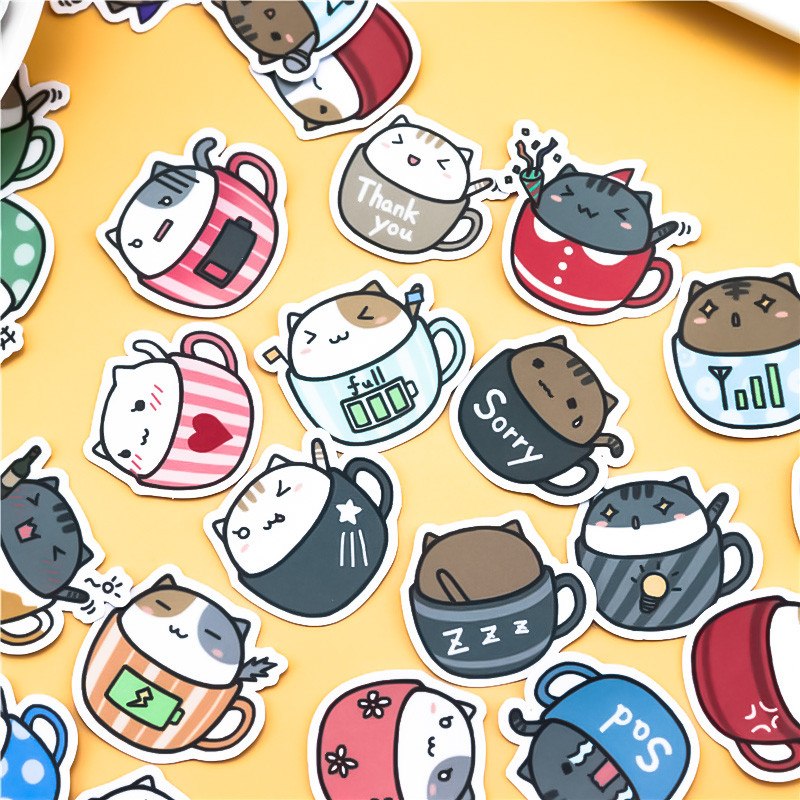 Cat in Cup Stickers