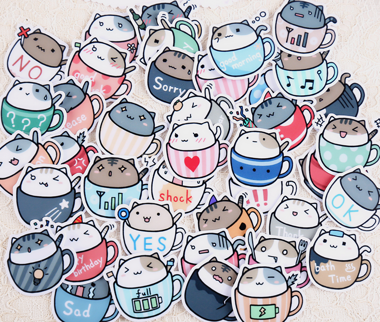 Cat in Cup Stickers 5