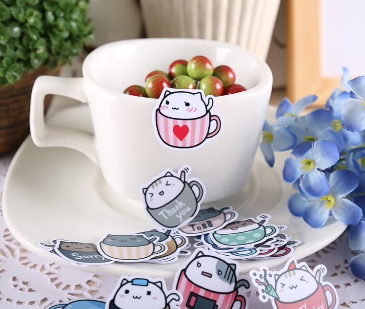 Cat in Cup Stickers 3