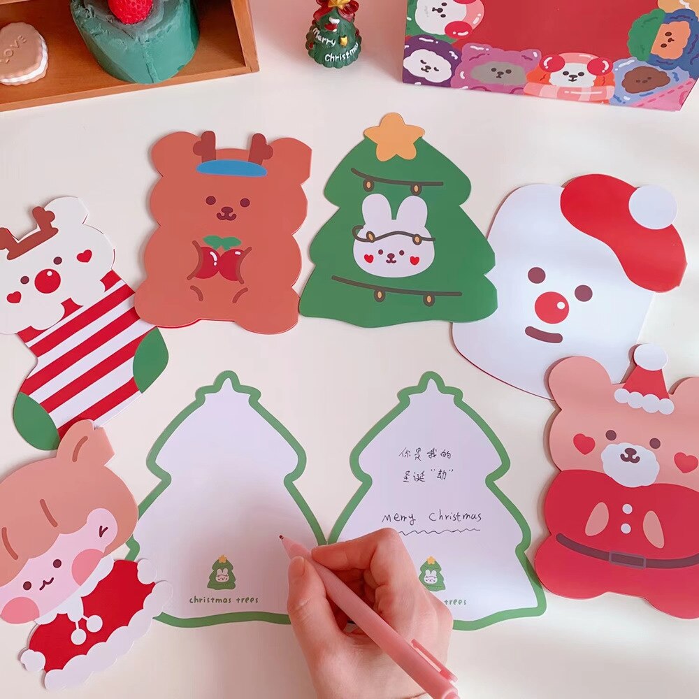 10pcs/lot Kawaii Bear Christmas Gift Cards