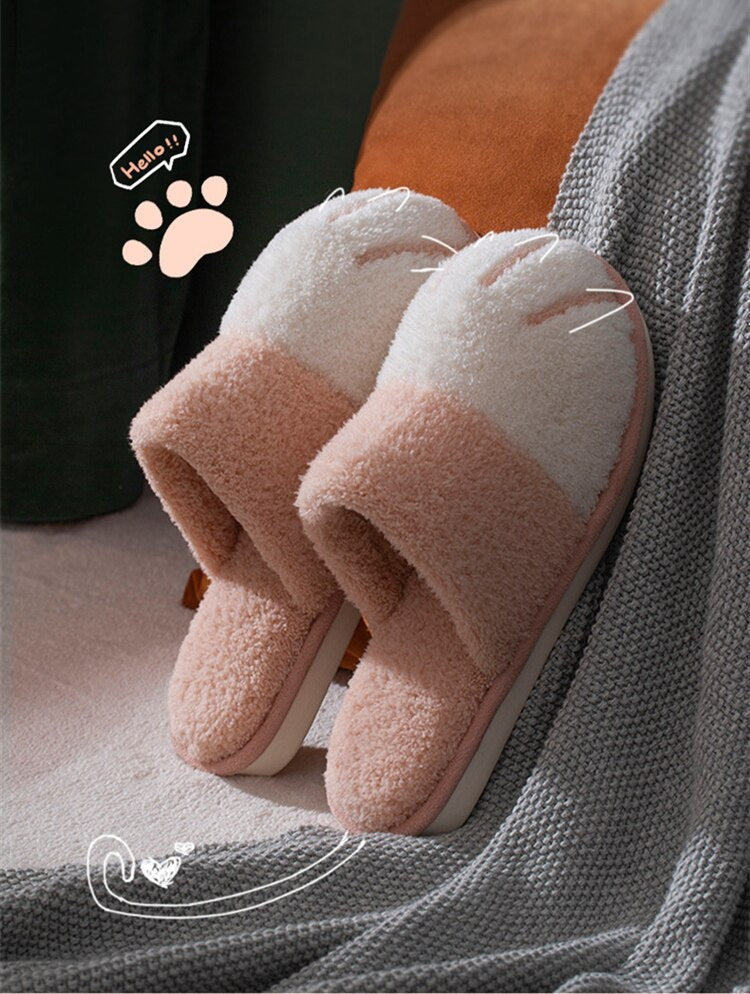 Cozy Fluffy Cat Claw Slippers