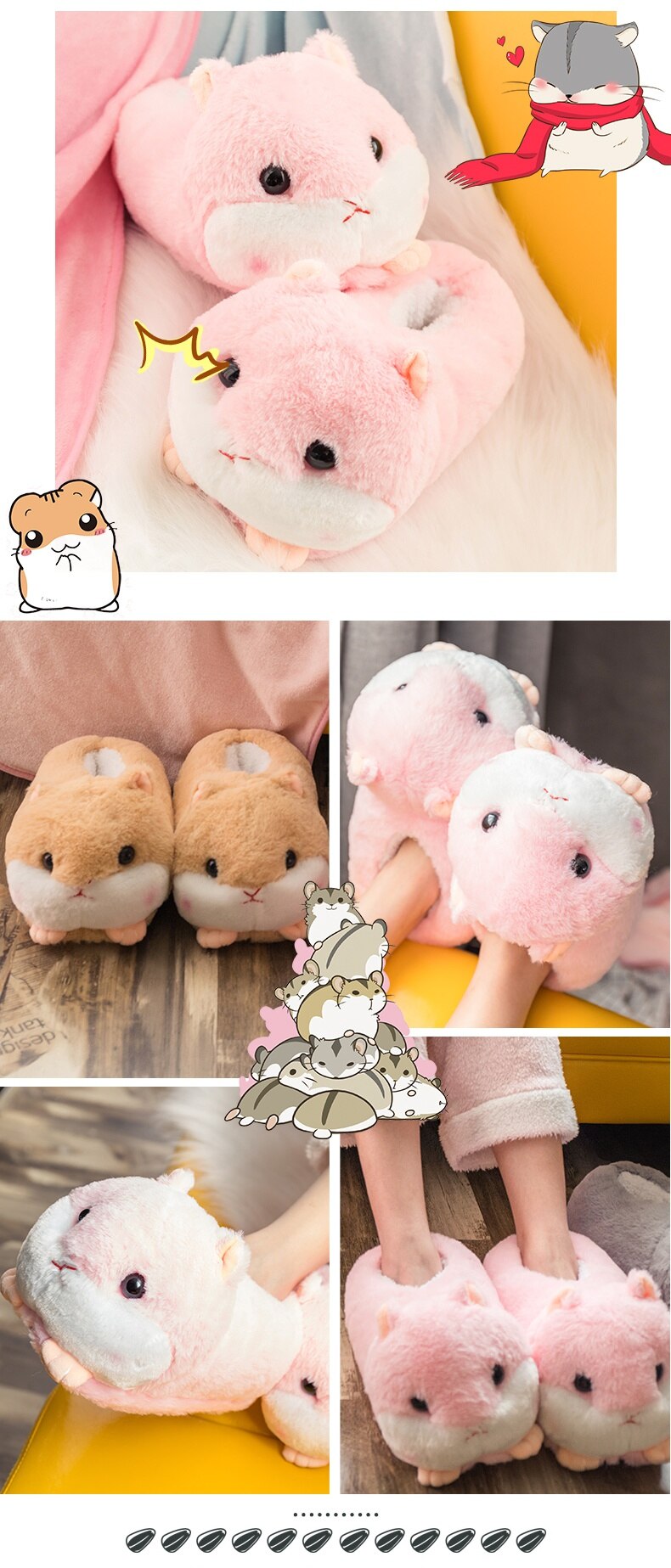 Chubby Hamster Plush Slippers