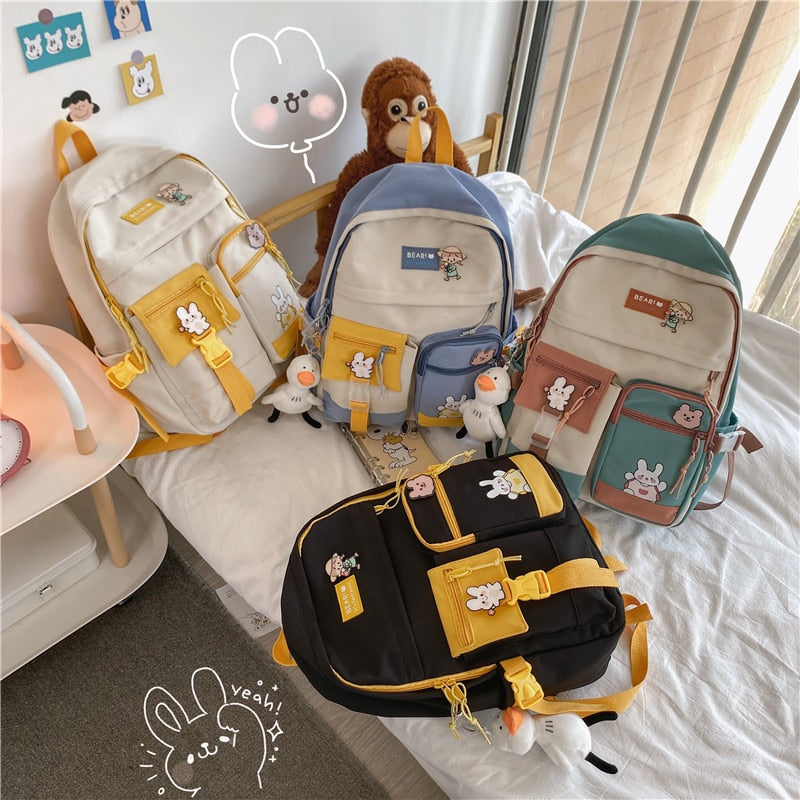 Cute Cartoon Patchwork Backpack