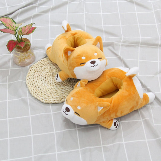 Fluffy Shiba Inu Plush Slipper