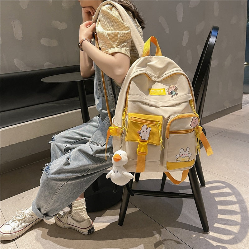 Cute Cartoon Patchwork Backpack