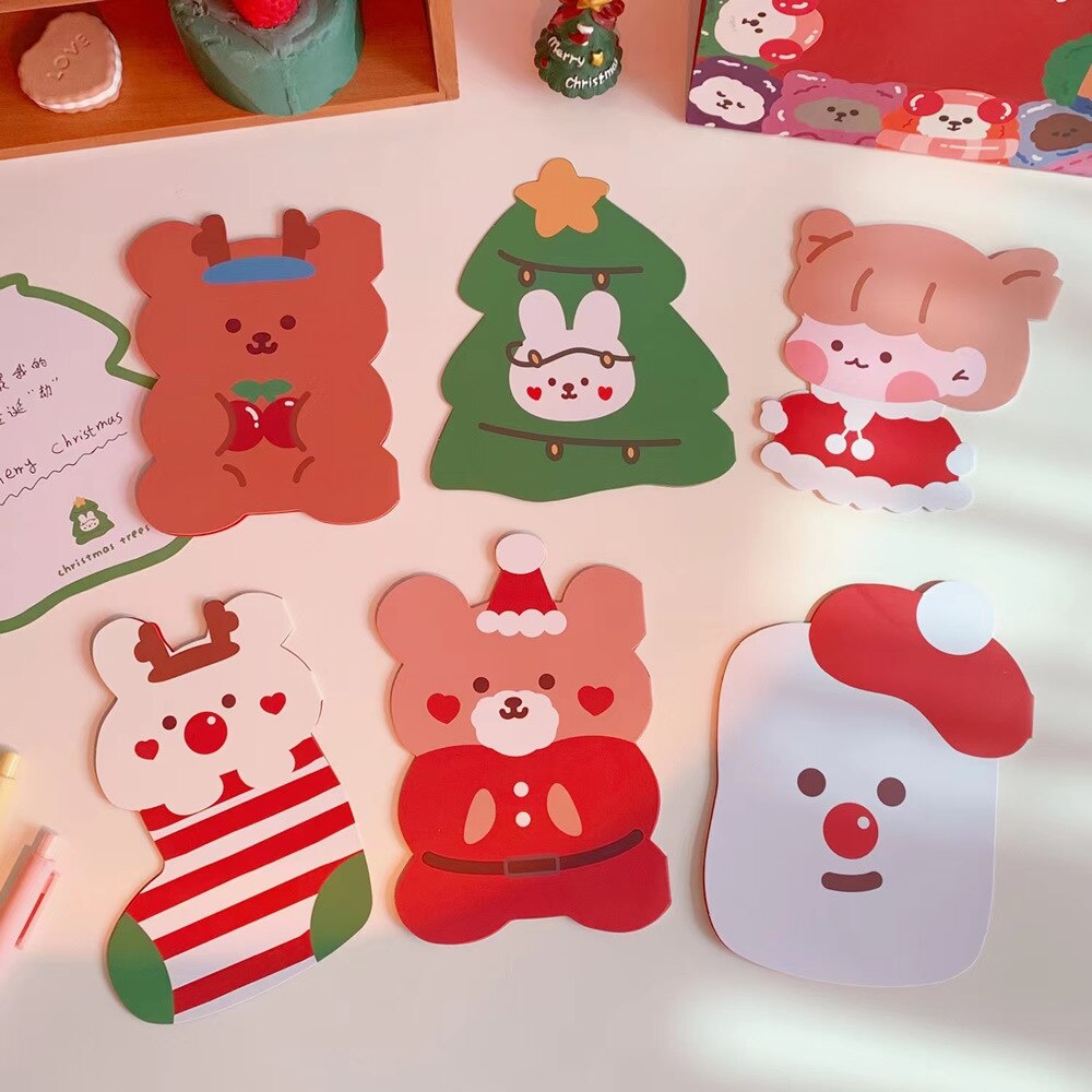 10pcs/lot Kawaii Bear Christmas Gift Cards