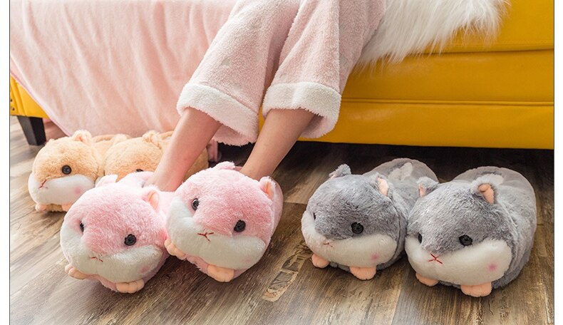 Chubby Hamster Plush Slippers