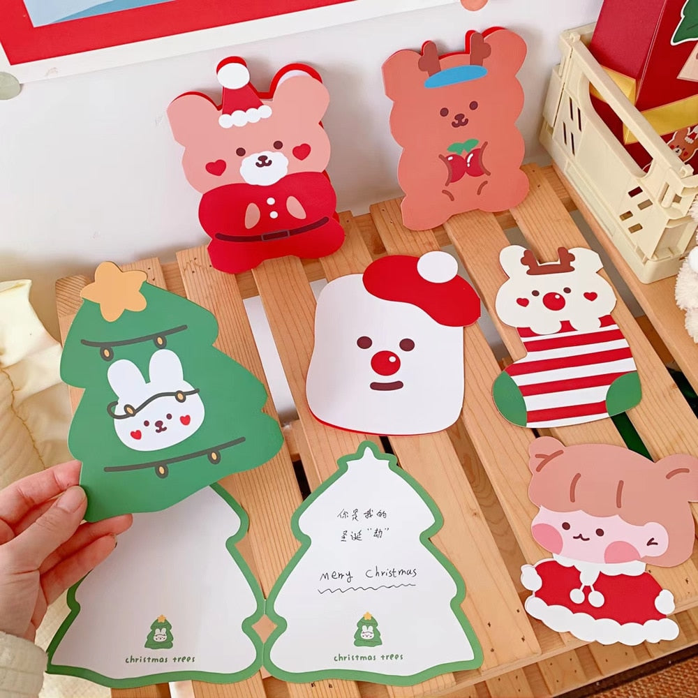 10pcs/lot Kawaii Bear Christmas Gift Cards