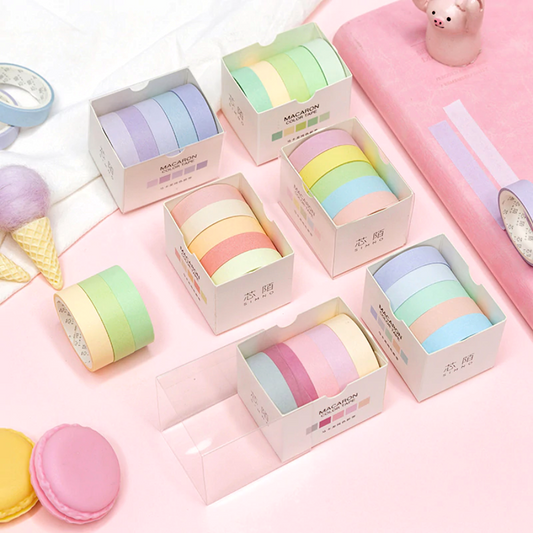 Macaron Color Washi Tape Set - Pastel Colors