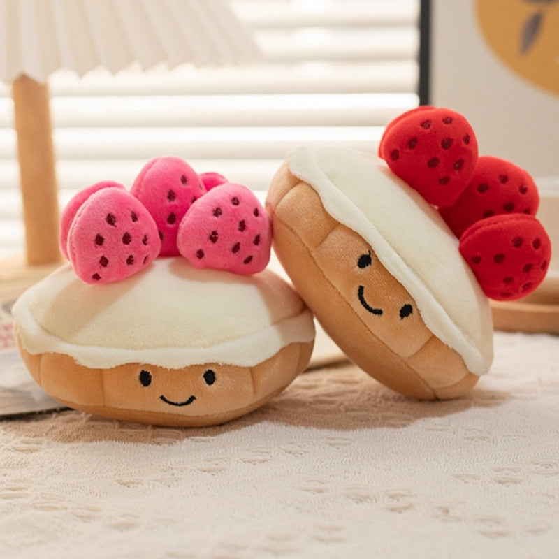 Kawaii Strawberry Cream Cake Bread Plush