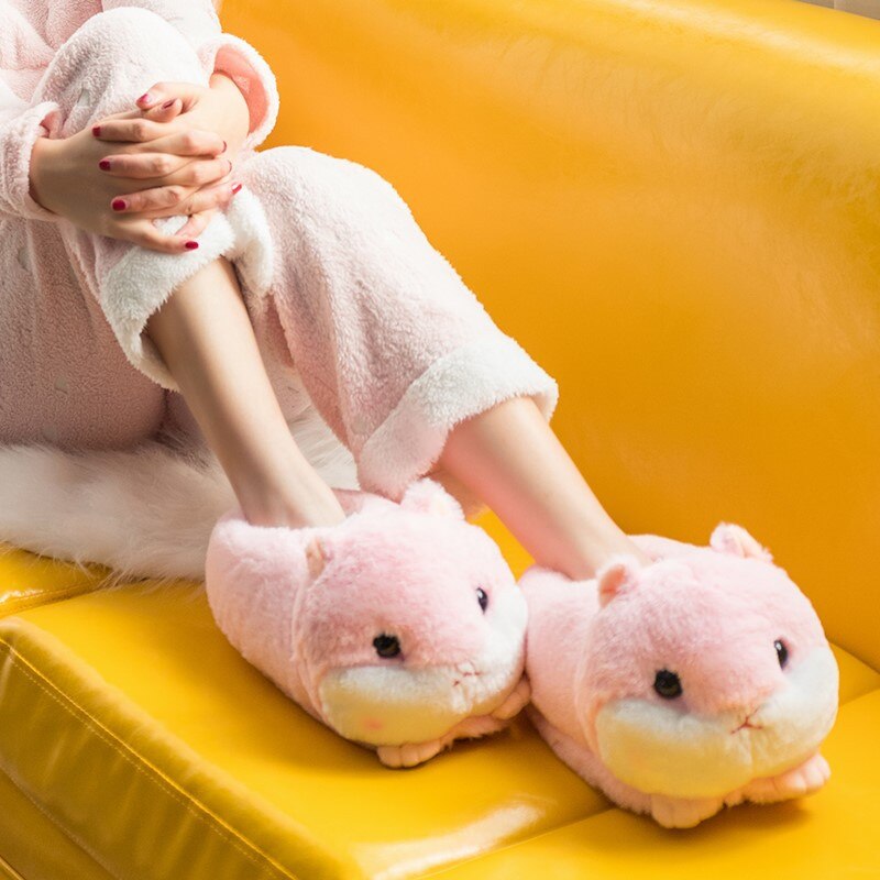 Chubby Hamster Plush Slippers