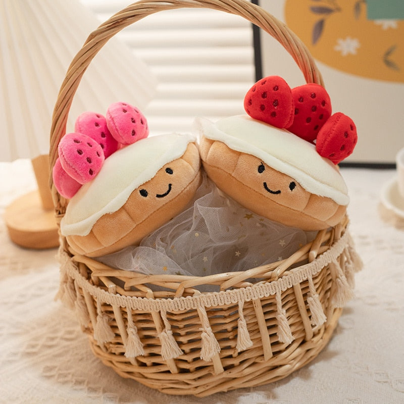 Kawaii Strawberry Cream Cake Bread Plush