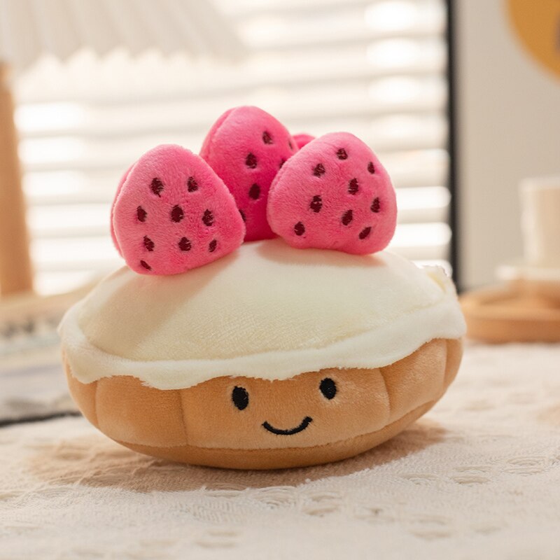 Kawaii Strawberry Cream Cake Bread Plush