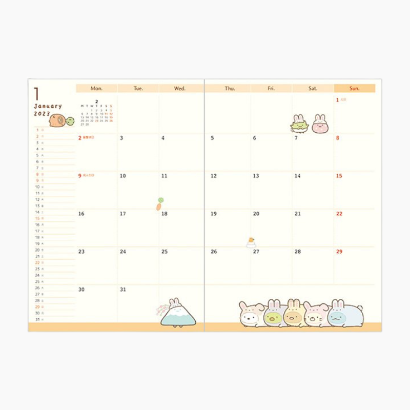 San-X 2023 Sumikko Gurashi Schedule Book - Bunny Sumikko