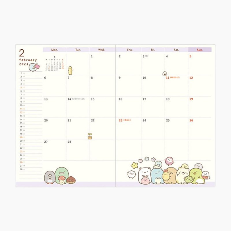 San-X 2023 Sumikko Gurashi Schedule Book - Bunny Sumikko