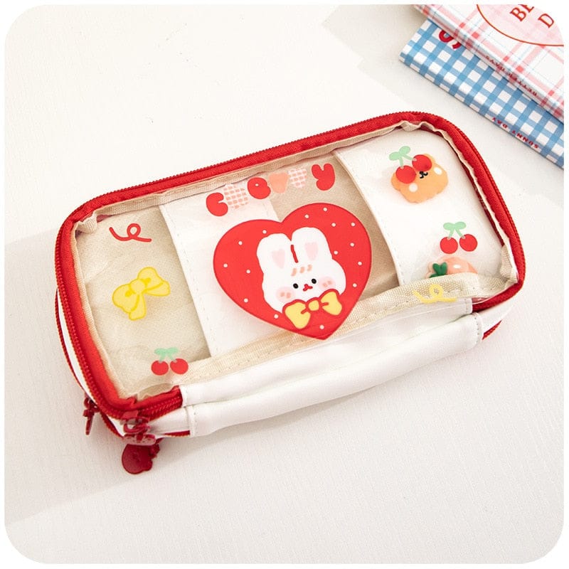 Kawaii Cartoon Transparent Pencil Case Stationery The Kawaii Shoppu