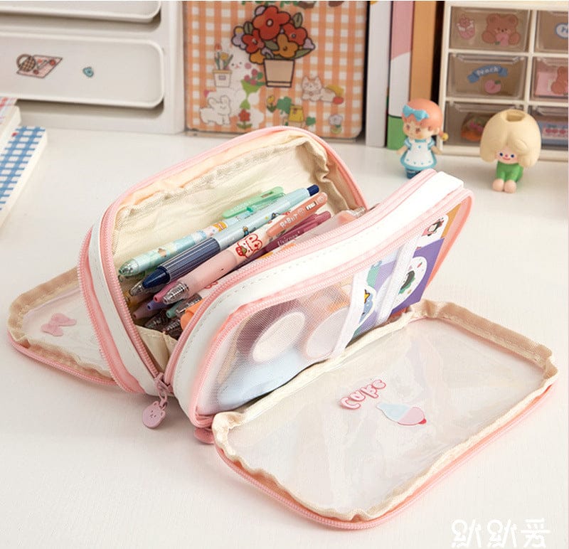 Kawaii Cartoon Transparent Pencil Case