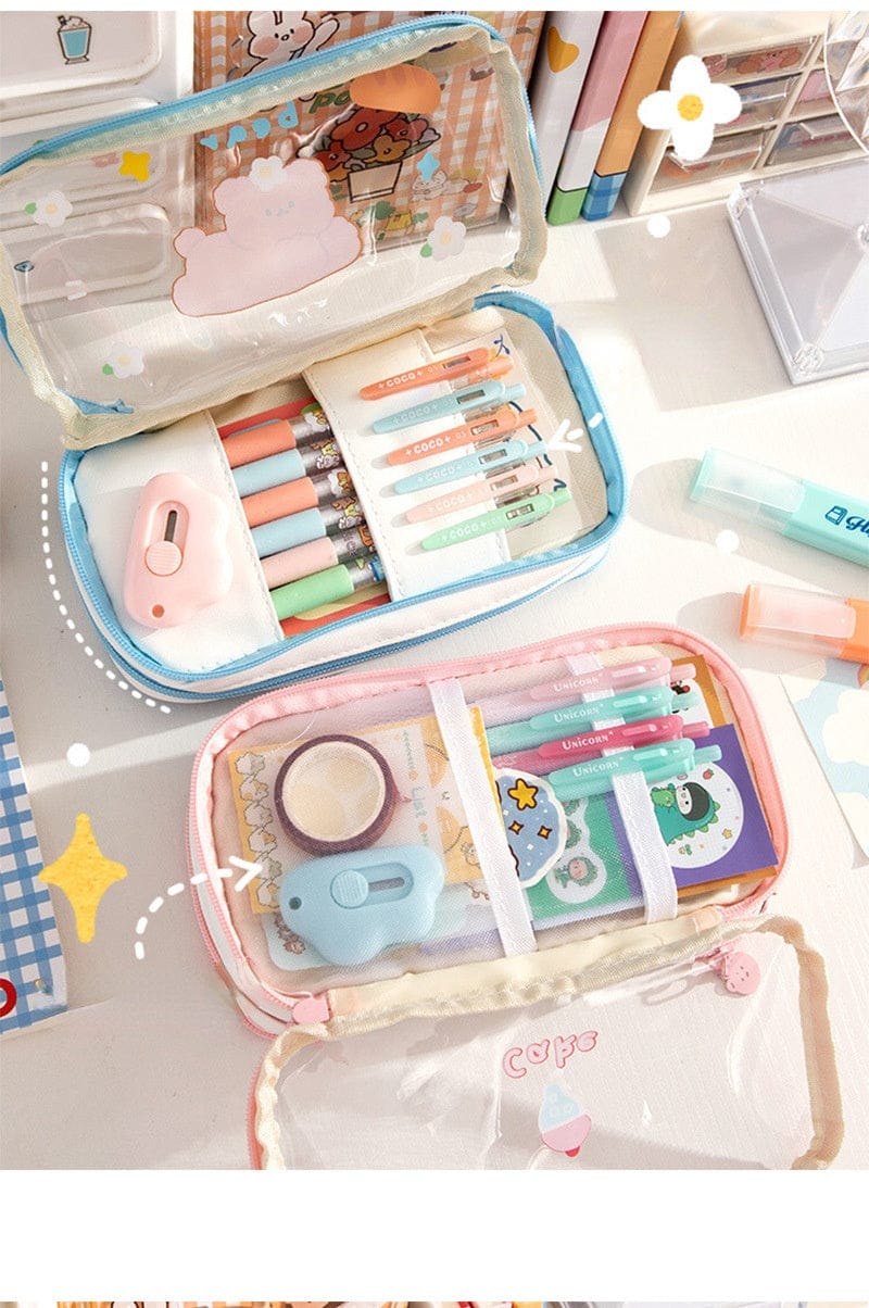 Kawaii Cartoon Transparent Pencil Case