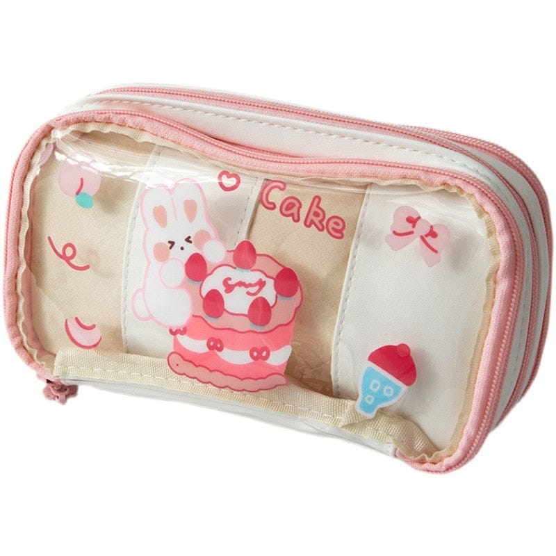 Kawaii Cartoon Transparent Pencil Case