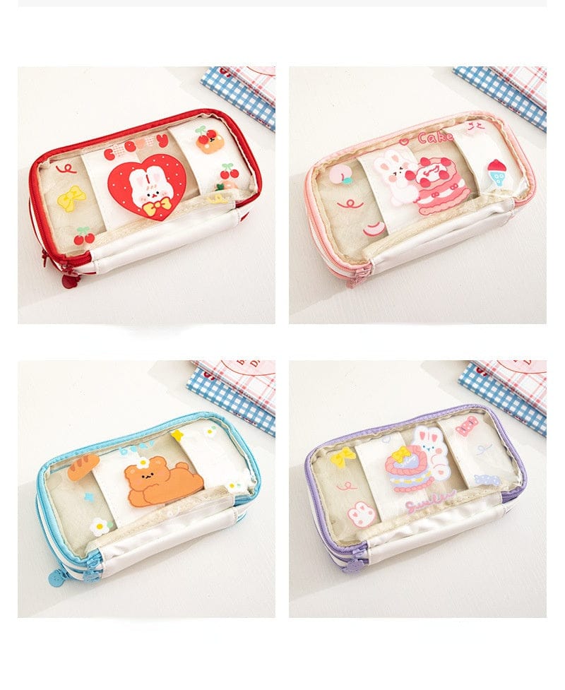 Kawaii Cartoon Transparent Pencil Case