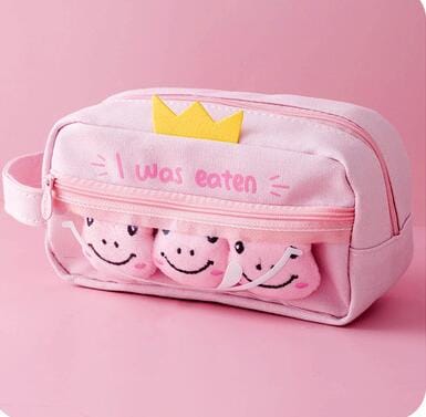 Kawaii Pet Charm Poms Pencil Case