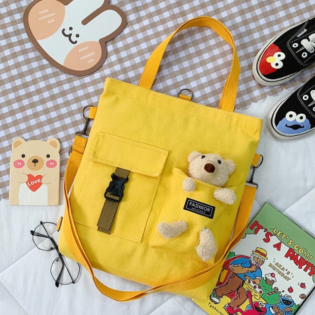     kawaii-travel-tote-shopping-bag-yellow-bear-pendant-bags-voystationery-9