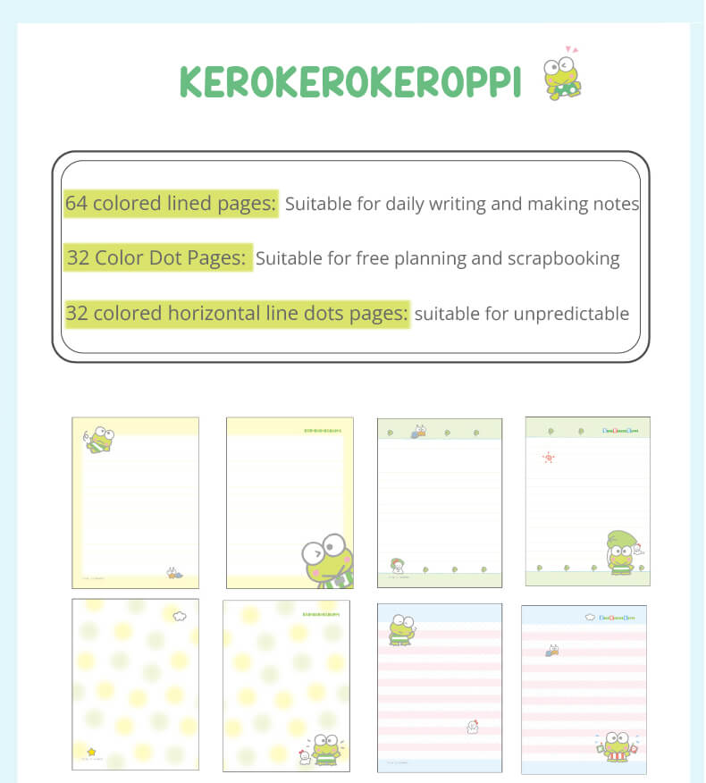 kerokerokeroppi squishy notebook inner pages