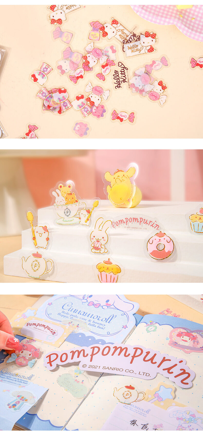 Candy Series Cinnamoroll PVC Stickers 48pcs/pack